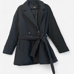 ZARA QUILTED DOUBLE BREASTED JEWEL BUTTON JACKET
